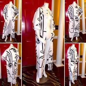 Maxi Button Down Graphic Top